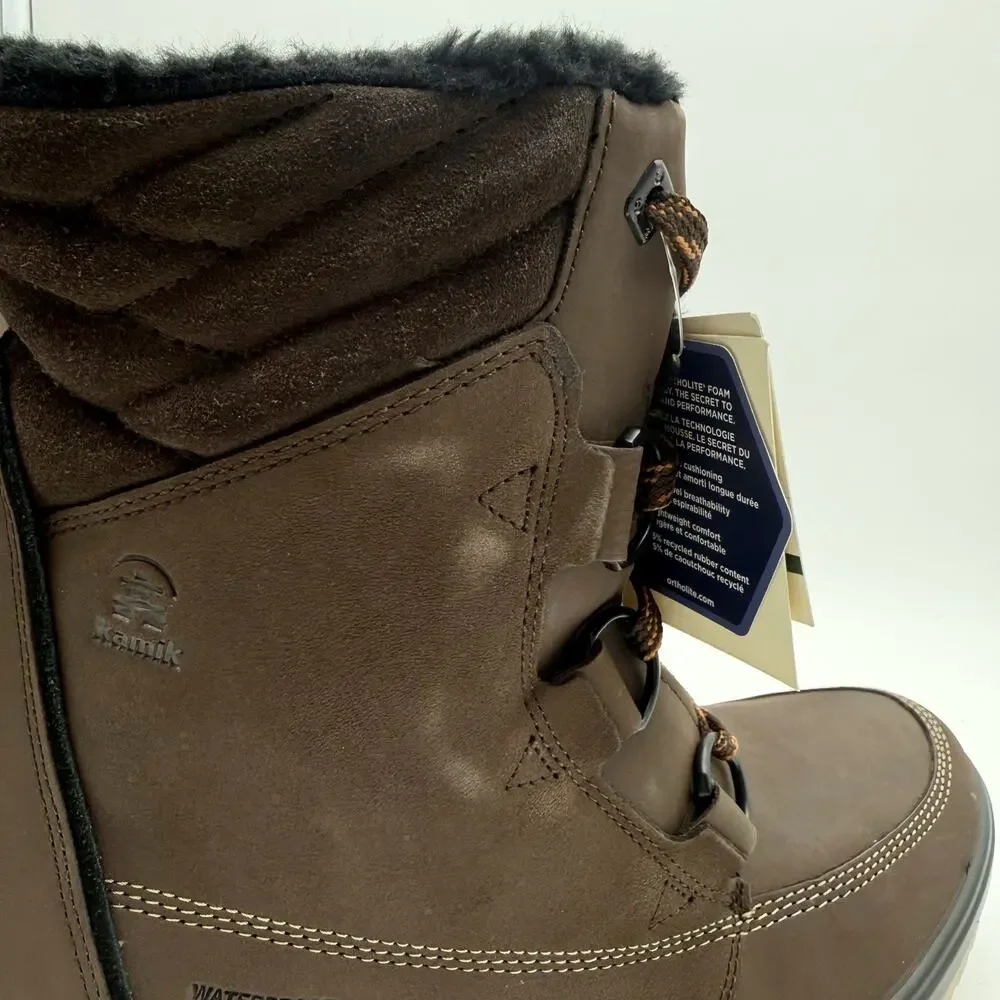 Kamik Womens Deity Mid Boots US 11 EU 42 Brown Leather Waterproof Insulated NWT